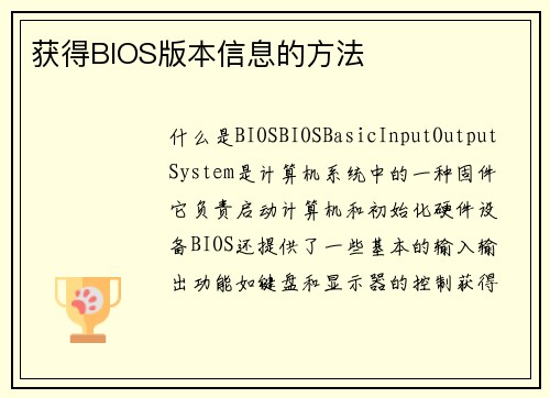 获得BIOS版本信息的方法